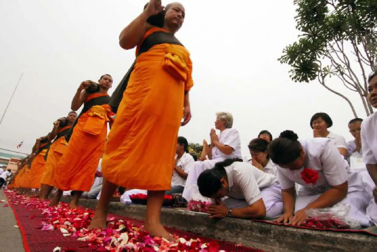 Monks march through city to welcome gold statue of Buddha Monks march through city to welcome gold statue of Buddha