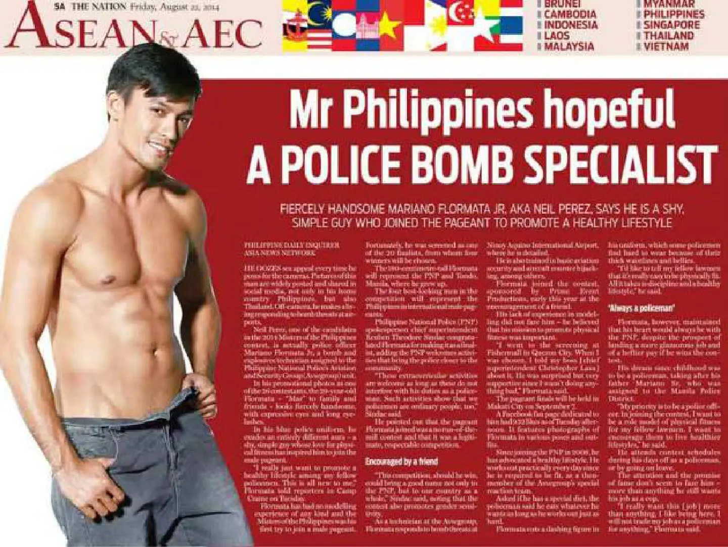 Mr Philippines hopeful a police bomb specialist