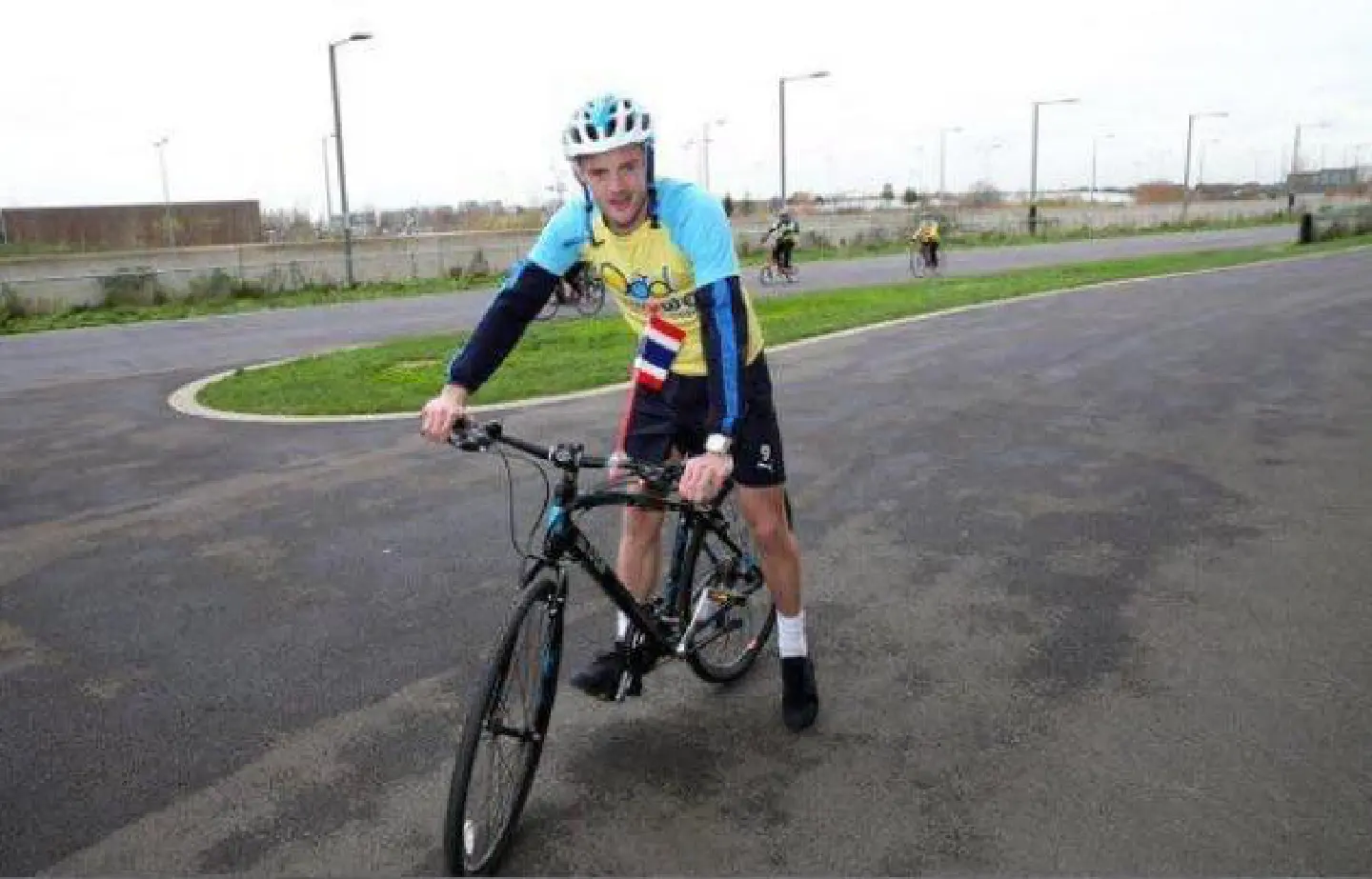 Leicester City players at Bike for Dad event in London