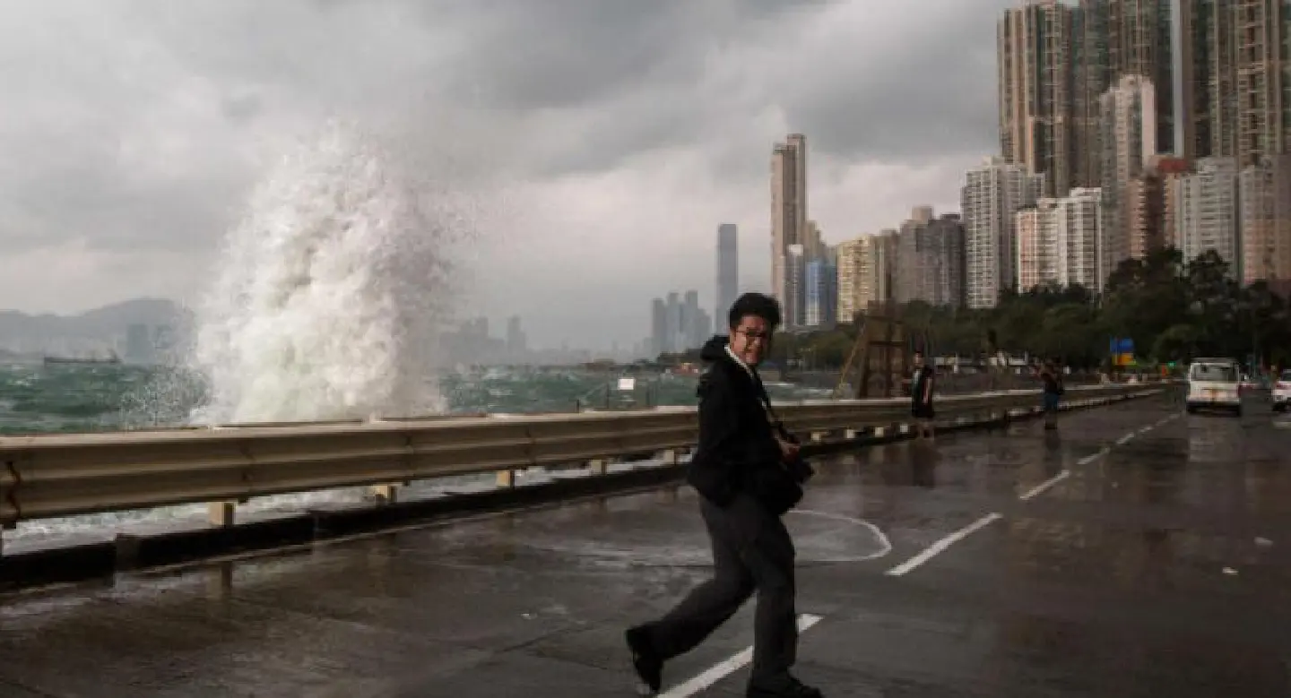 Typhoon Haima batters Hong Kong as city in lockdown Typhoon Haima batters Hong Kong as city in lockdown