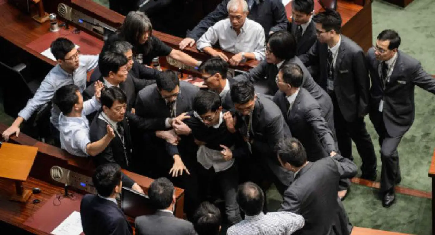 Pro-independence lawmakers brawl in Hong Kong parliament