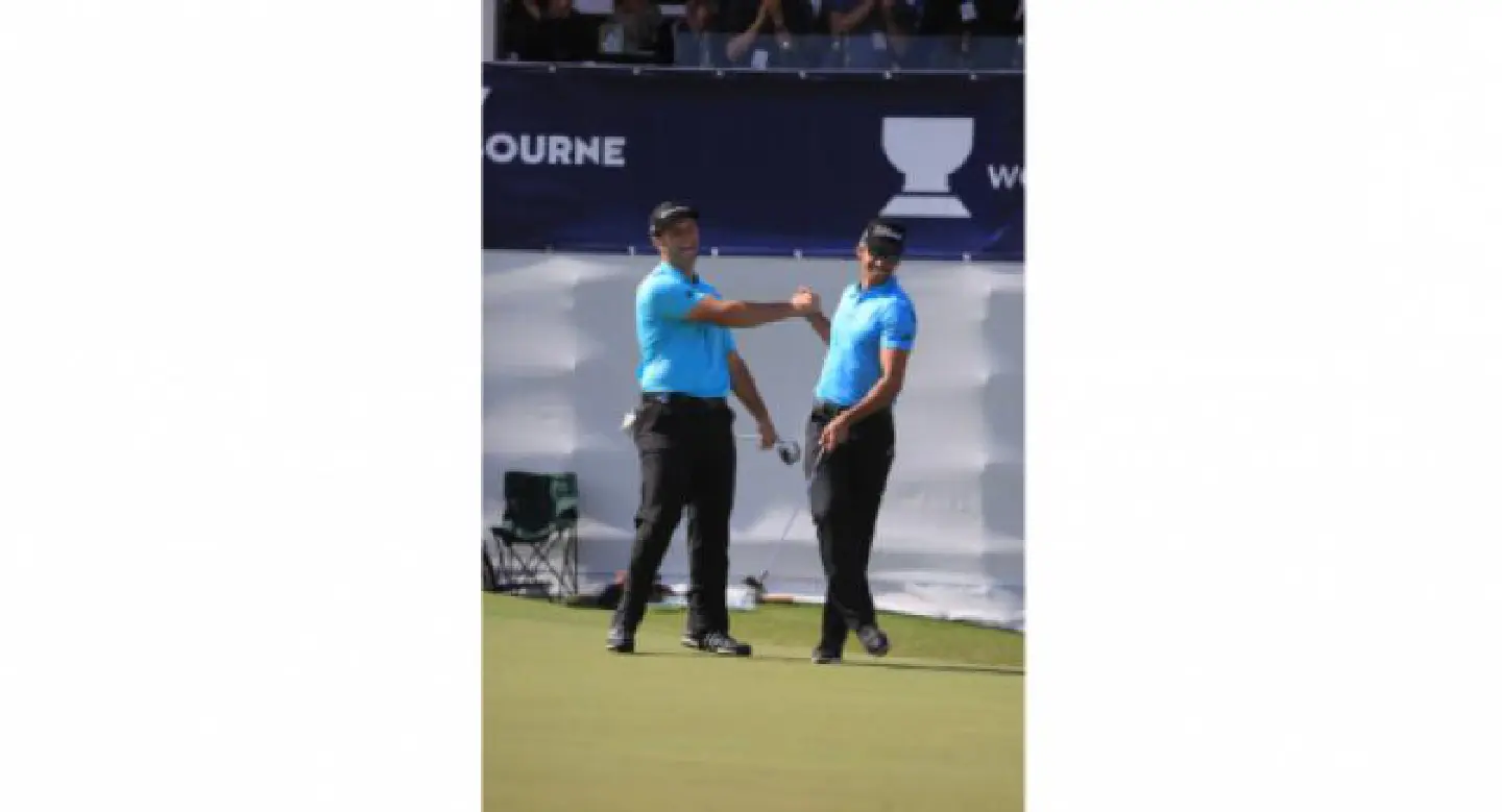 Kiradech and Thongchai Battle Hard for 73 at World Cup of Golf. Kiradech and Thongchai Battle Hard for 73 at World Cup of Golf.