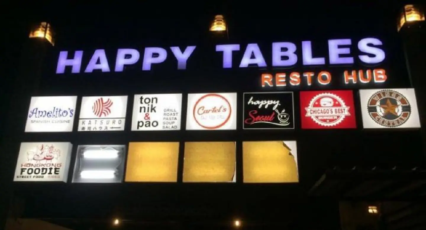 Happily eating at Happy Tables Happily eating at Happy Tables