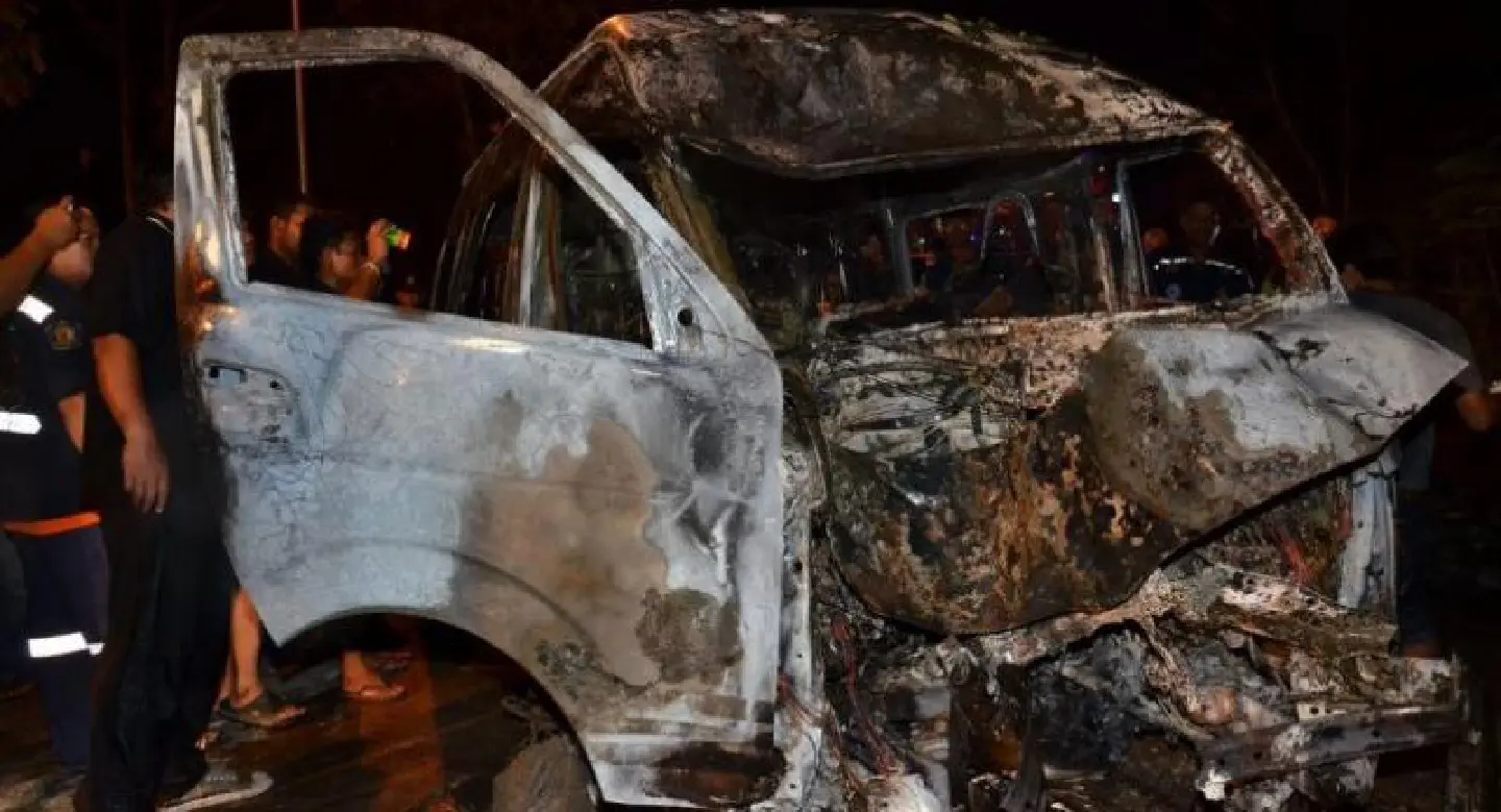 Passenger van driver incinerated in crash Passenger van driver incinerated in crash
