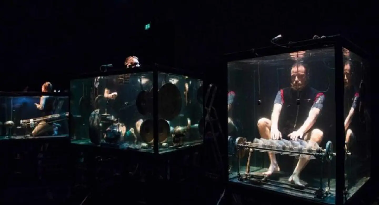 Musicians in aquariums make sounds in a silent world Musicians in aquariums make sounds in a silent world