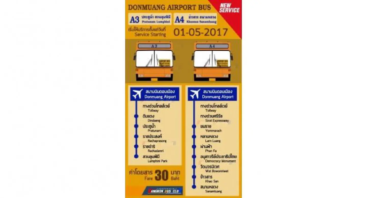 Two new bus routes from Don Mueang airport Two new bus routes from Don Mueang airport