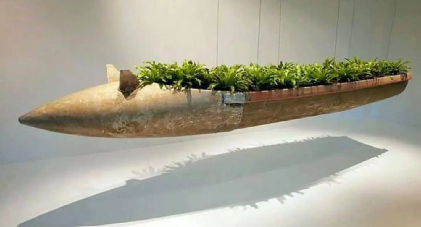 A bomb becomes a flowerpot A bomb becomes a flowerpot