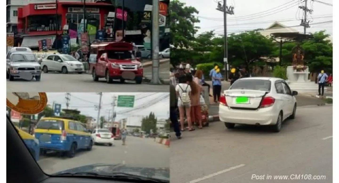 Woman besieged by Chiang Mai taxi drivers over Uber misunderstanding Woman besieged by Chiang Mai taxi drivers over Uber misunderstanding