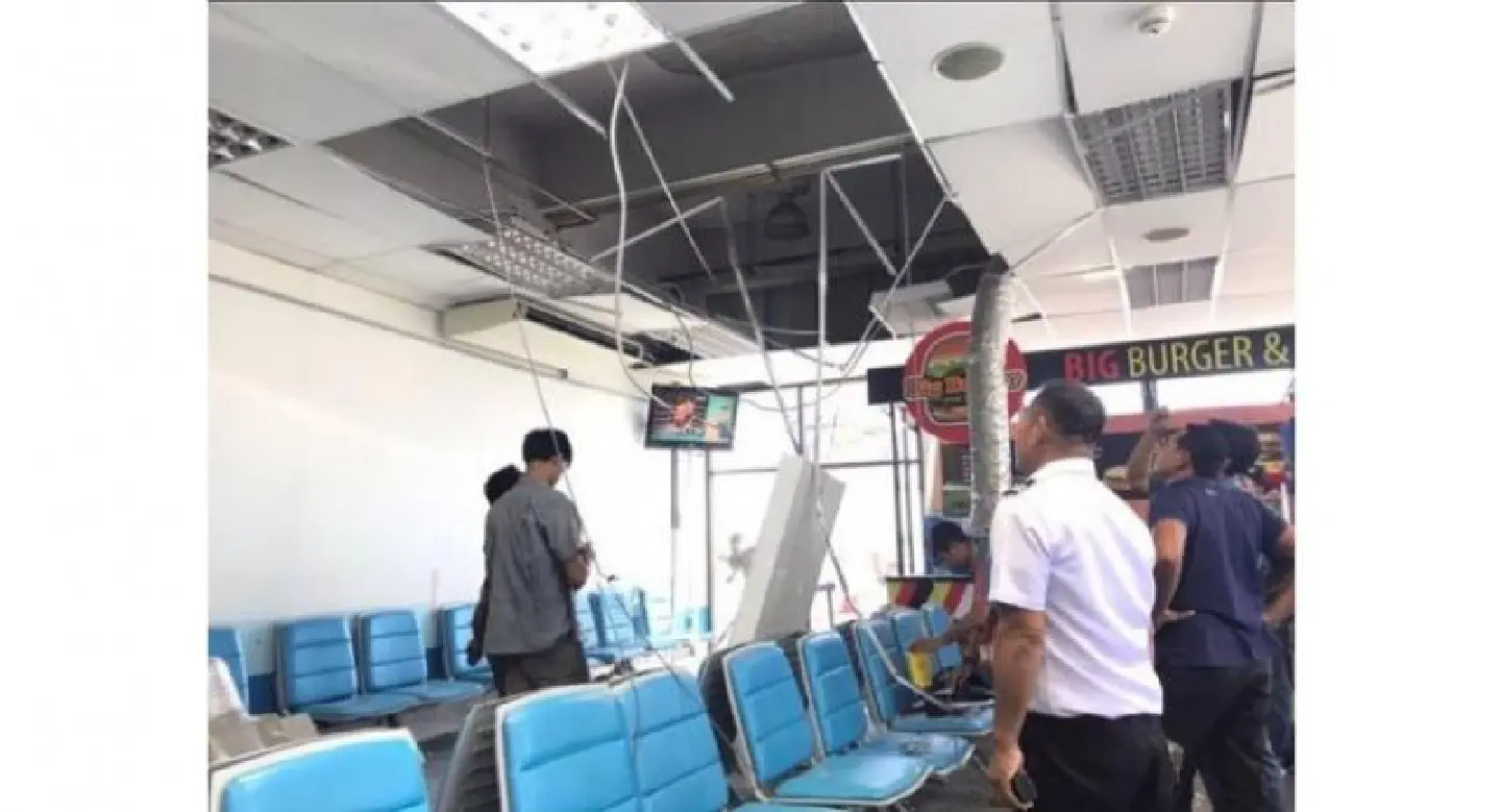 Passenger hurt by ceiling collapse at Phuket airport Passenger hurt by ceiling collapse at Phuket airport