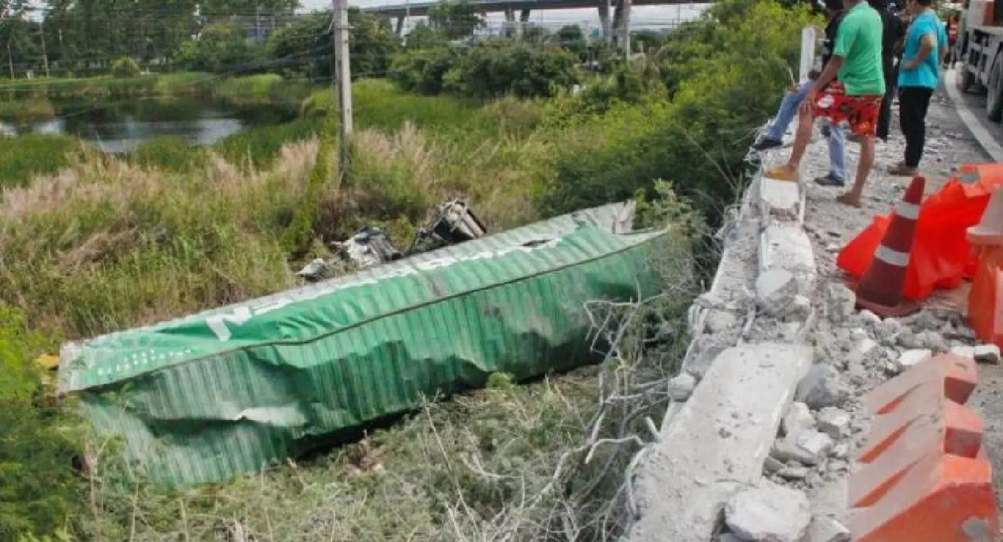 Worker dies on first day as truck falls from elevated road Worker dies on first day as truck falls from elevated road