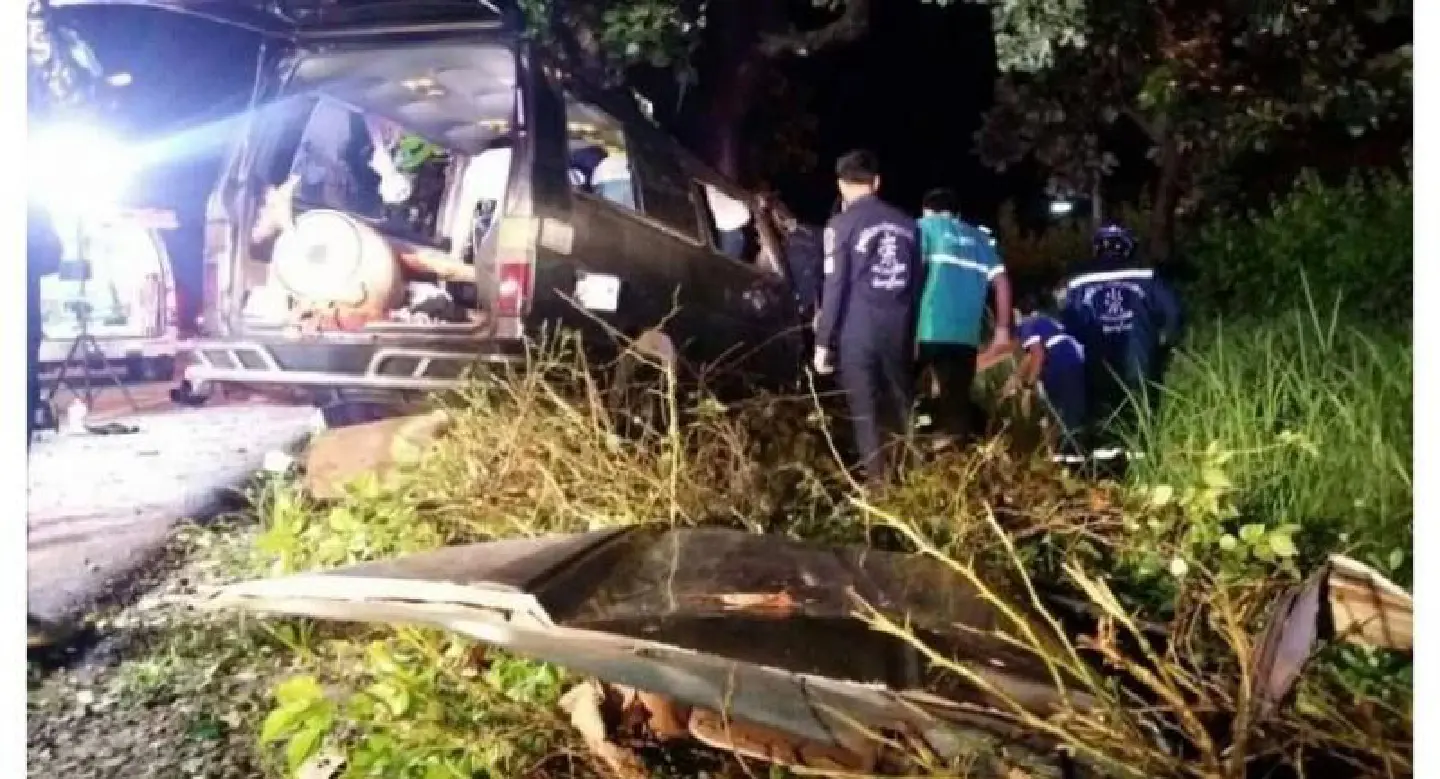 One dead, four injured after van crashes into tree One dead, four injured after van crashes into tree