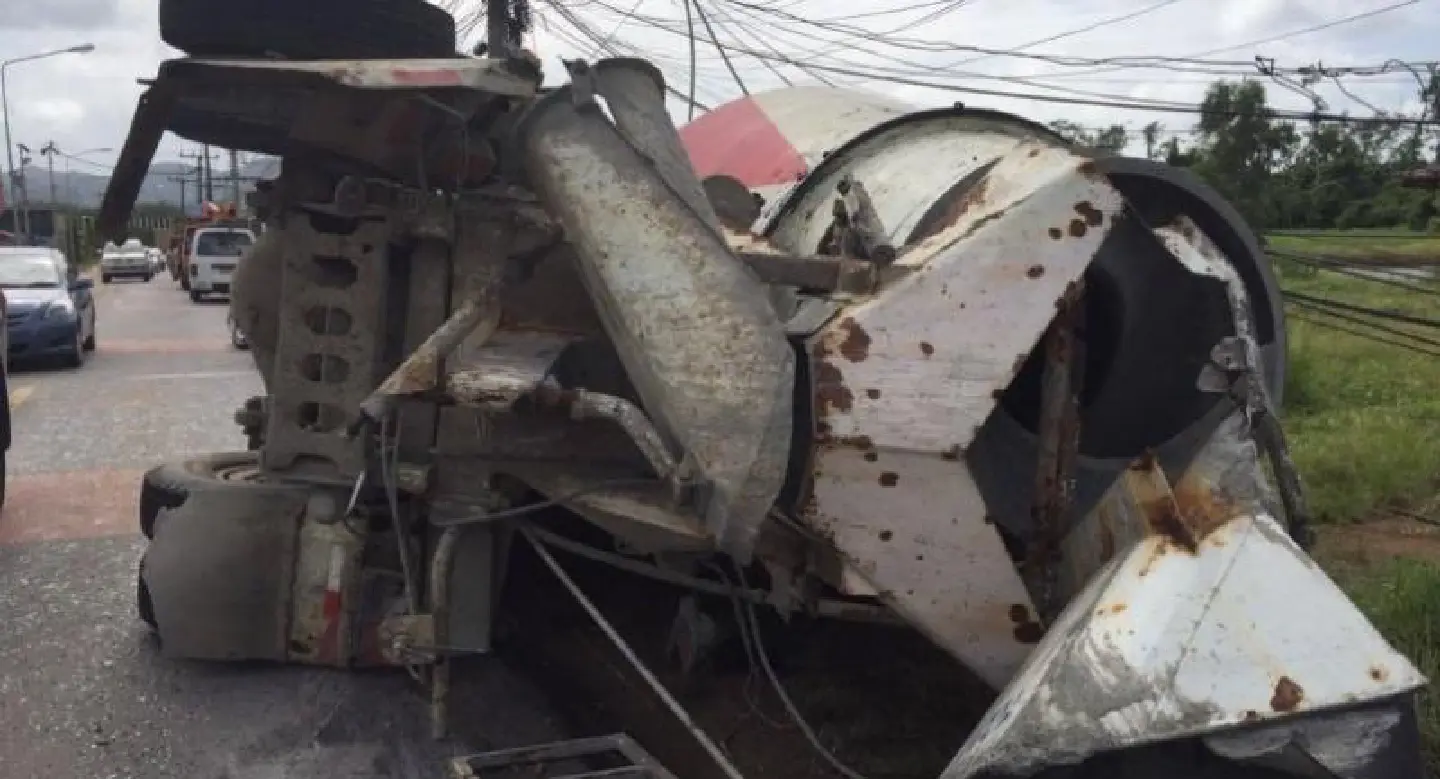 Concrete truck rolls over, killing motorcyclist Concrete truck rolls over, killing motorcyclist