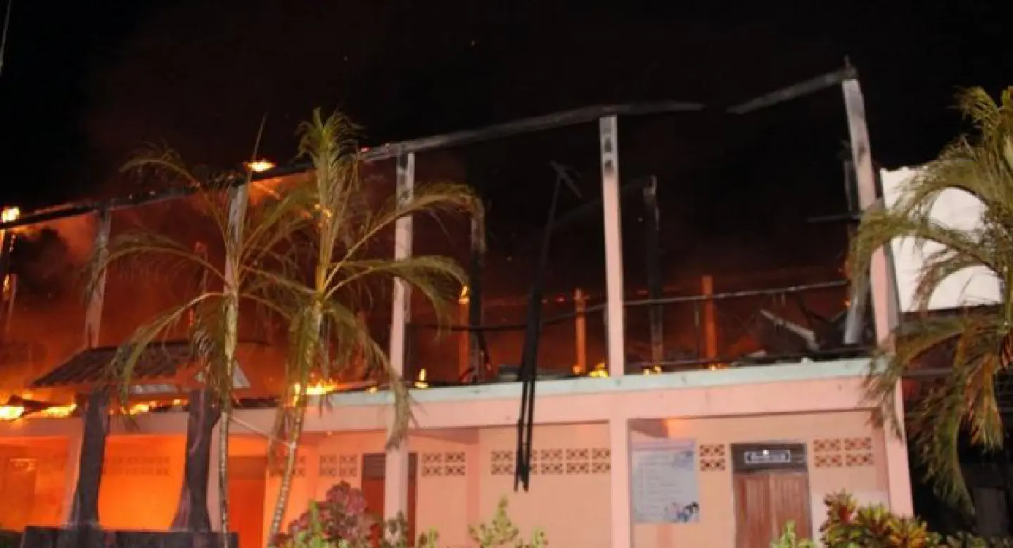 School building in Nong Bua Lamphu destroyed by fire School building in Nong Bua Lamphu destroyed by fire