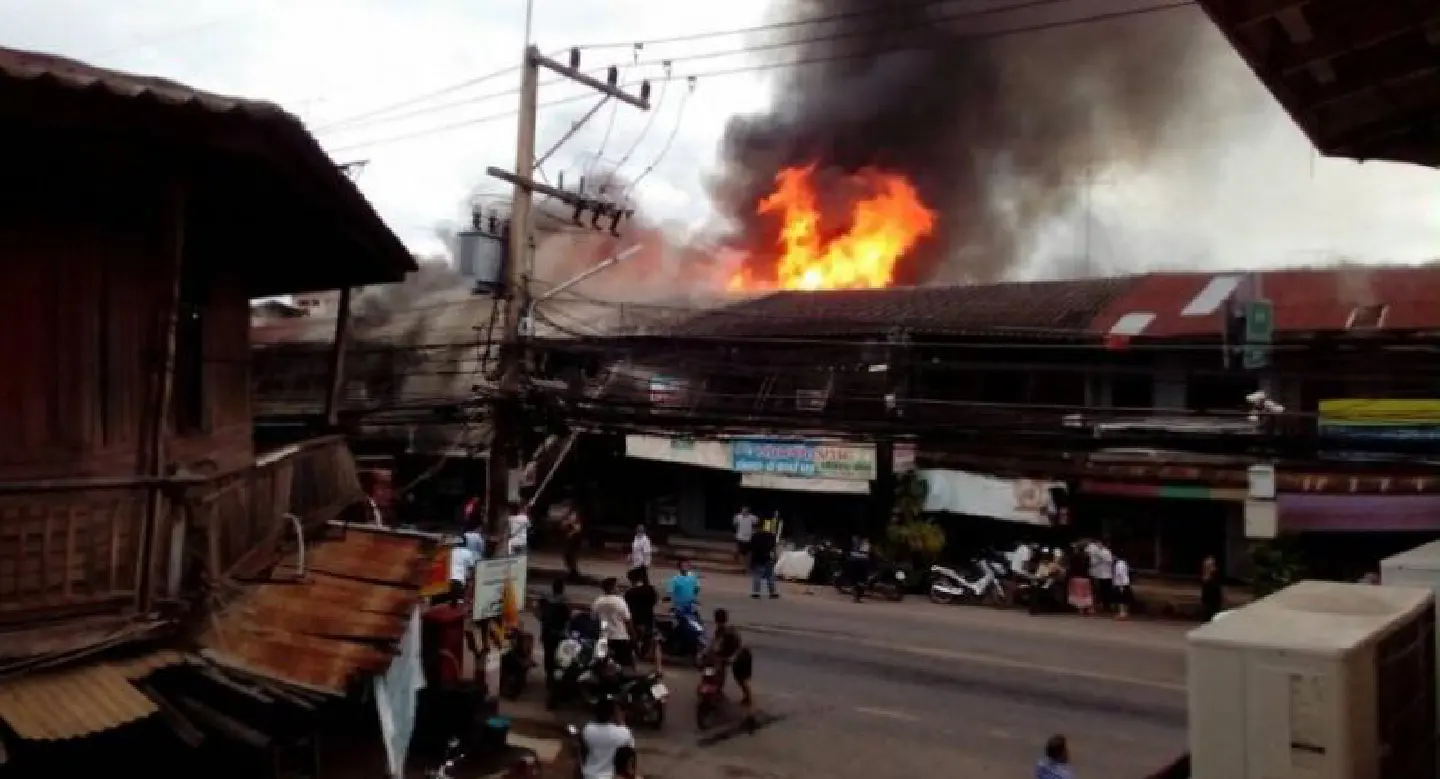 Chachoengsao market damaged by fire Chachoengsao market damaged by fire