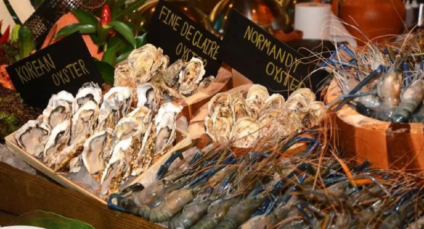 Square beckons with prawns and oysters Square beckons with prawns and oysters