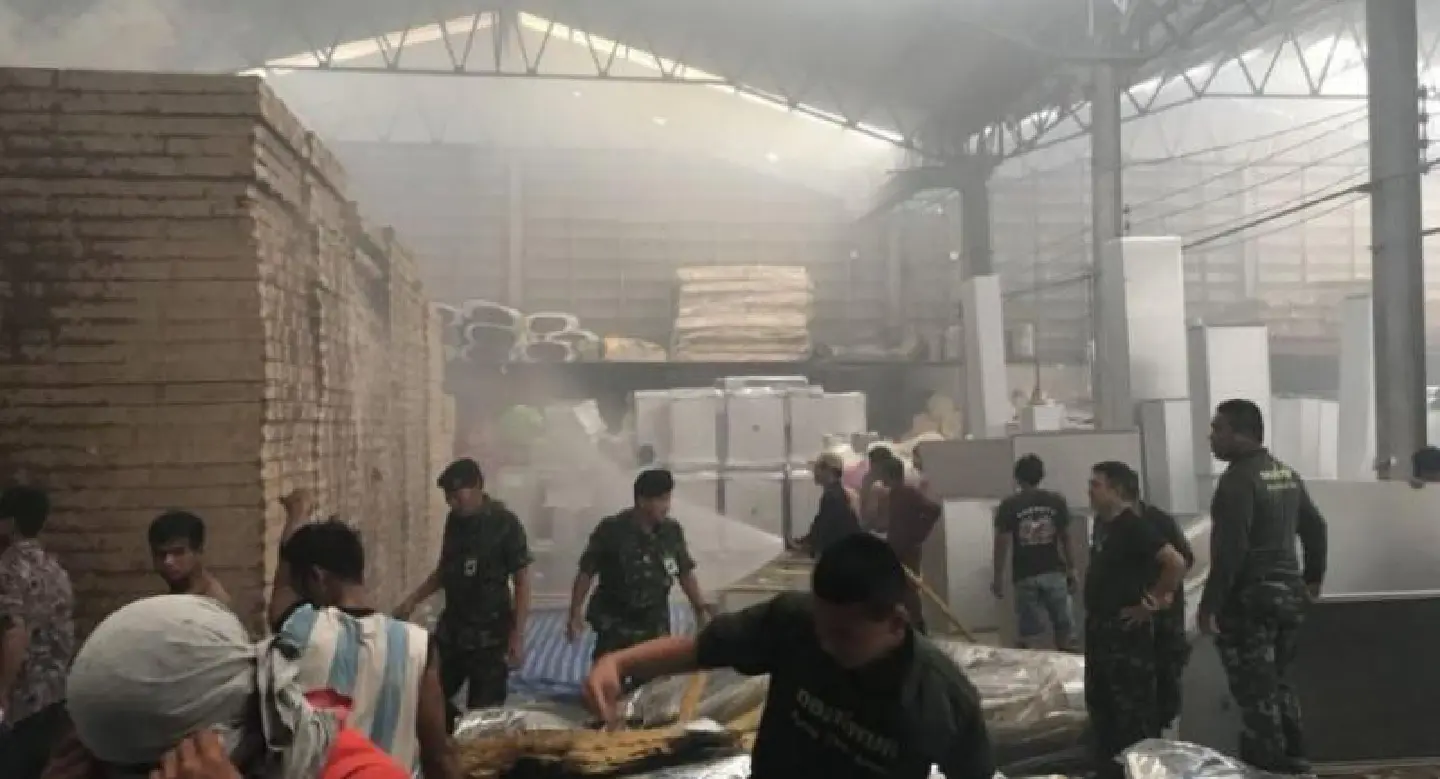 Pathum Thani factory hit by fire Pathum Thani factory hit by fire