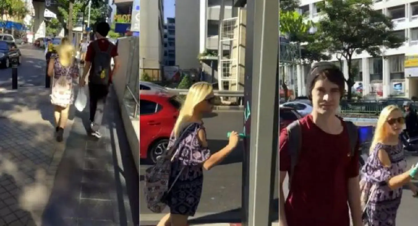 Foreign couple writing graffiti caught on viral video