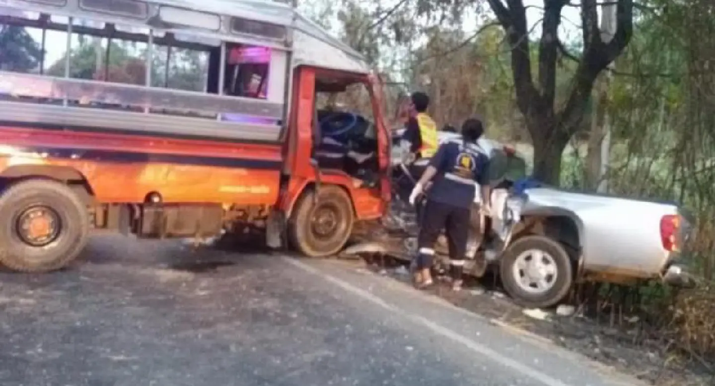 Two killed after pickup crashes into truck carrying students Two killed after pickup crashes into truck carrying students