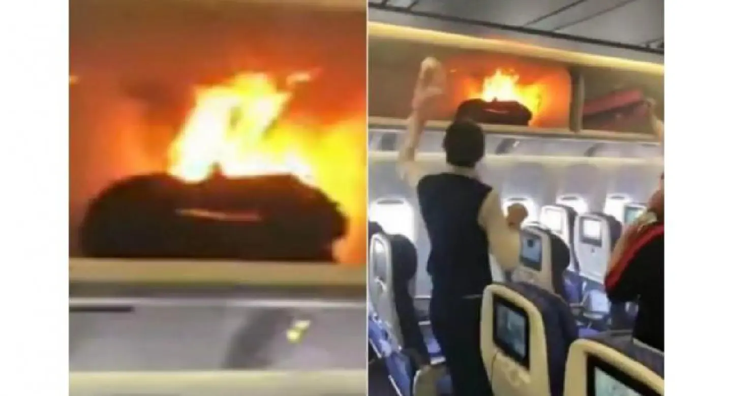 China Southern Airlines flight delayed after portable charger bursts into flames China Southern Airlines flight delayed after portable charger bursts into flames