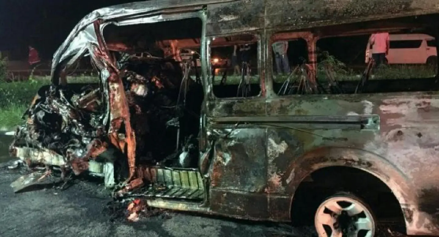 Three Myanmar migrants burned to death in road accident Three Myanmar migrants burned to death in road accident
