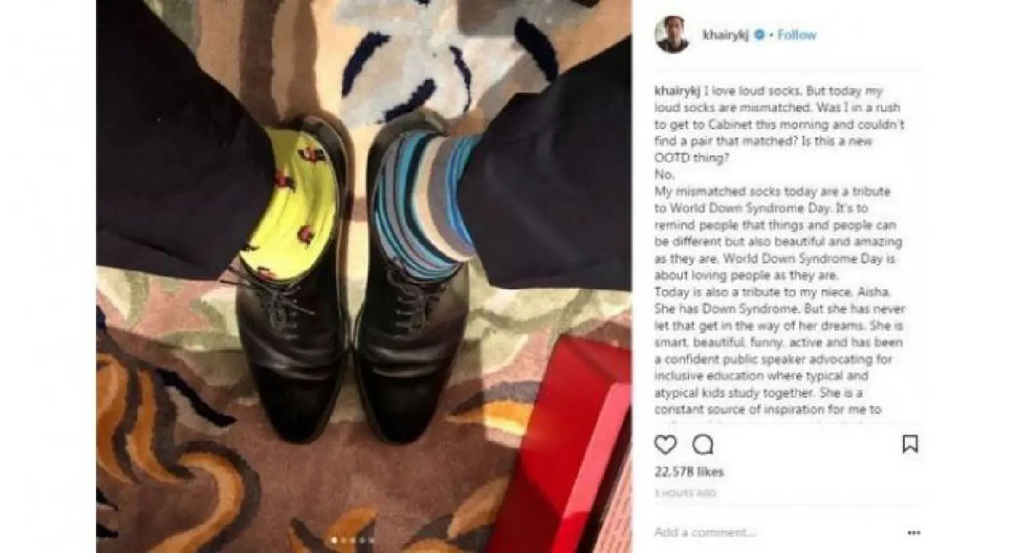 Malaysian minister pays tribute to World Down Syndrome Day with mismatched socks Malaysian minister pays tribute to World Down Syndrome Day with mismatched socks