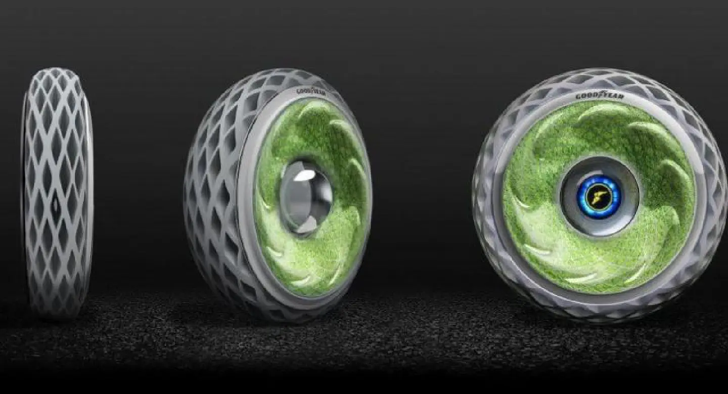 Goodyear’s ‘Oxygene’ tyre has moss growing in it Goodyear’s ‘Oxygene’ tyre has moss growing in it