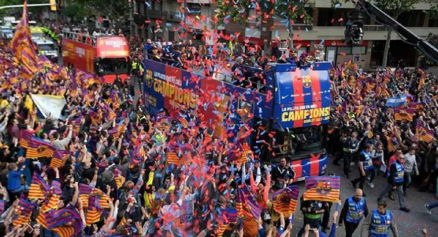 Barcelona celebrates La Liga, Copa del Rey double win Barcelona celebrates La Liga, Copa del Rey double win