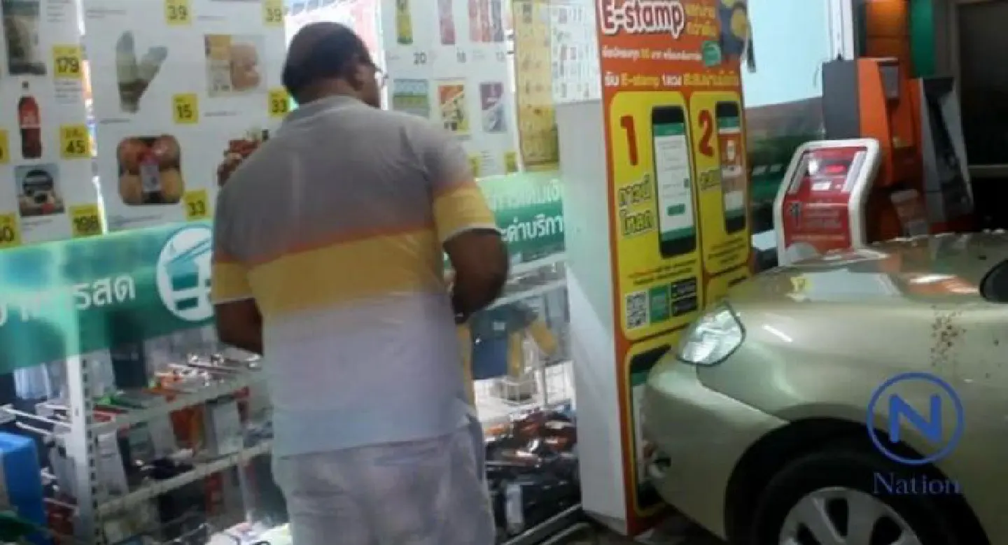 Indian crashes car into minimart Indian crashes car into minimart
