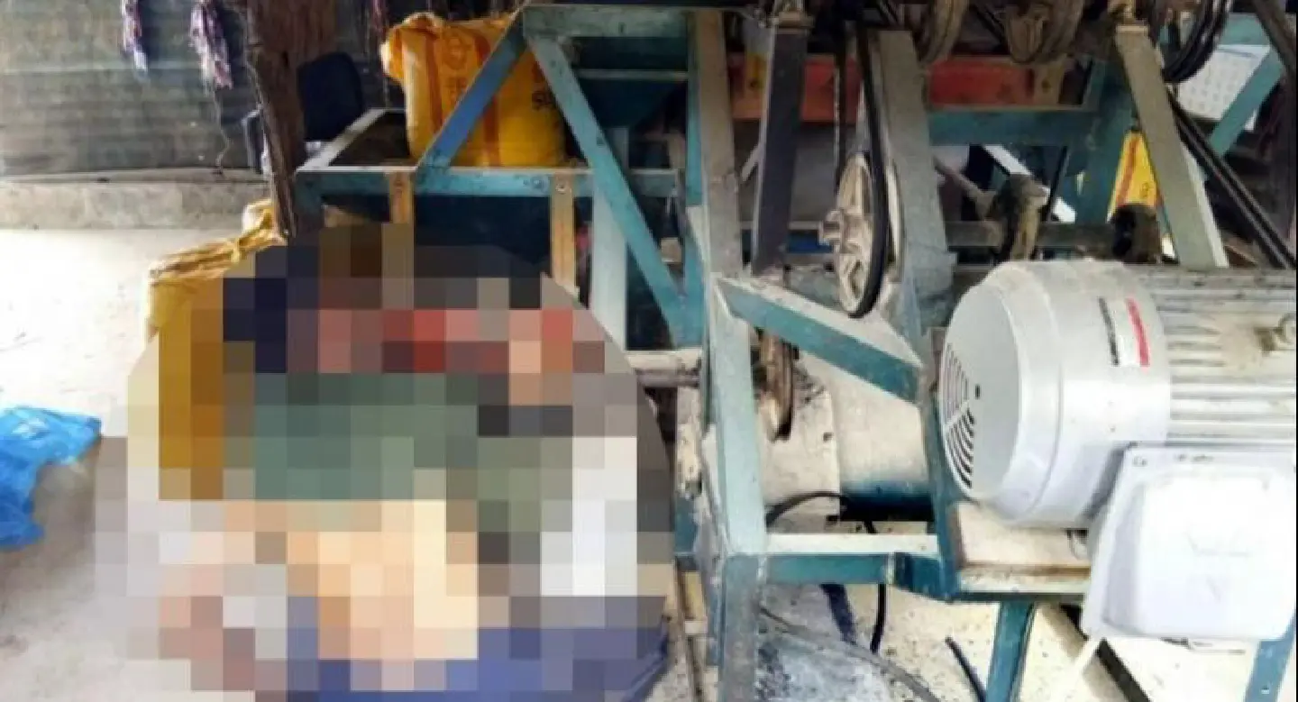 Korat farmer strangled by rice milling machine