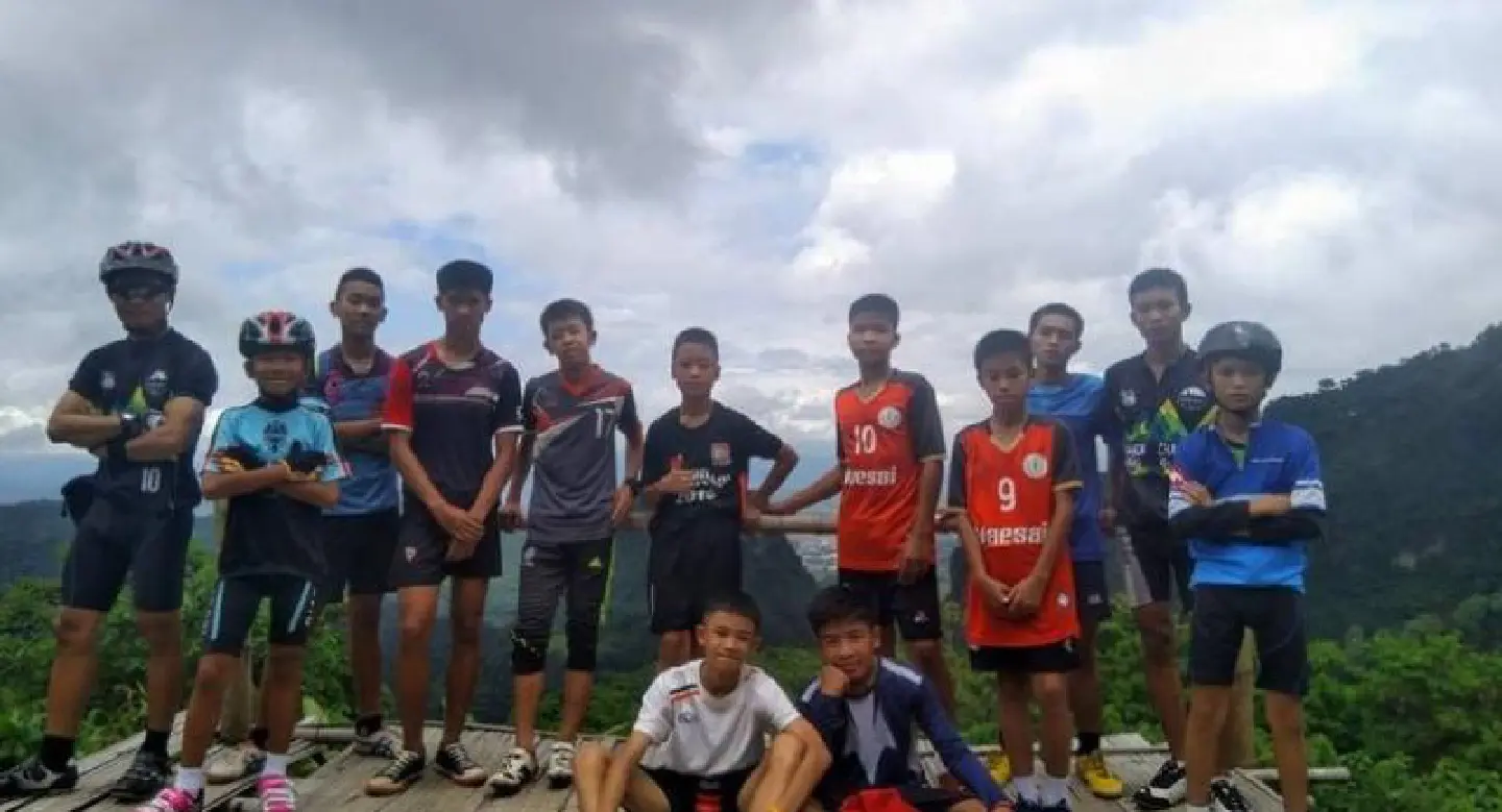 Hooyah! All footballers and coach out of cave Hooyah! All footballers and coach out of cave