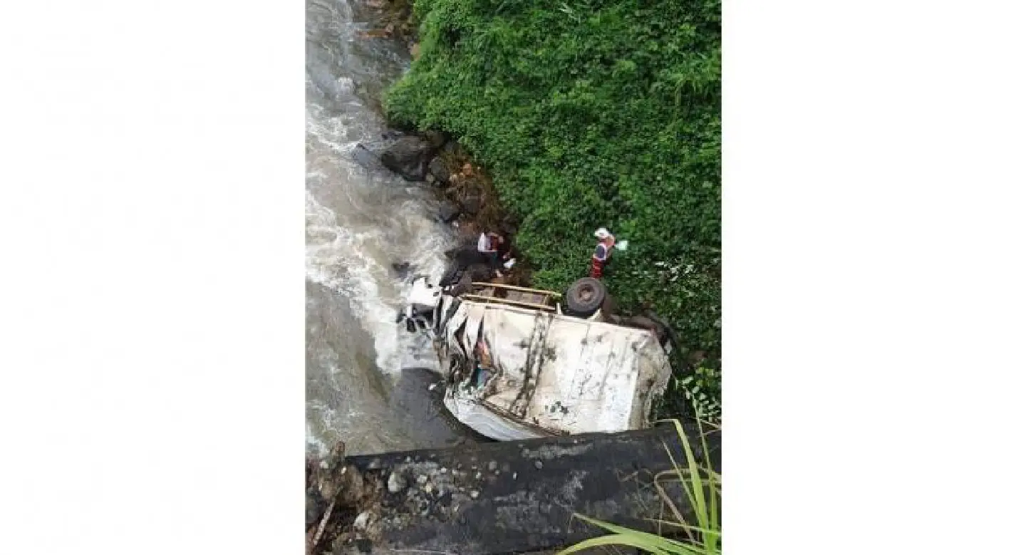Man dead, two hurt as Lao aid truck plunges off bridge