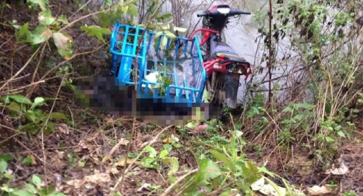 Pinned under sidecar, woman drowns in flooded Phayao ditch Pinned under sidecar, woman drowns in flooded Phayao ditch