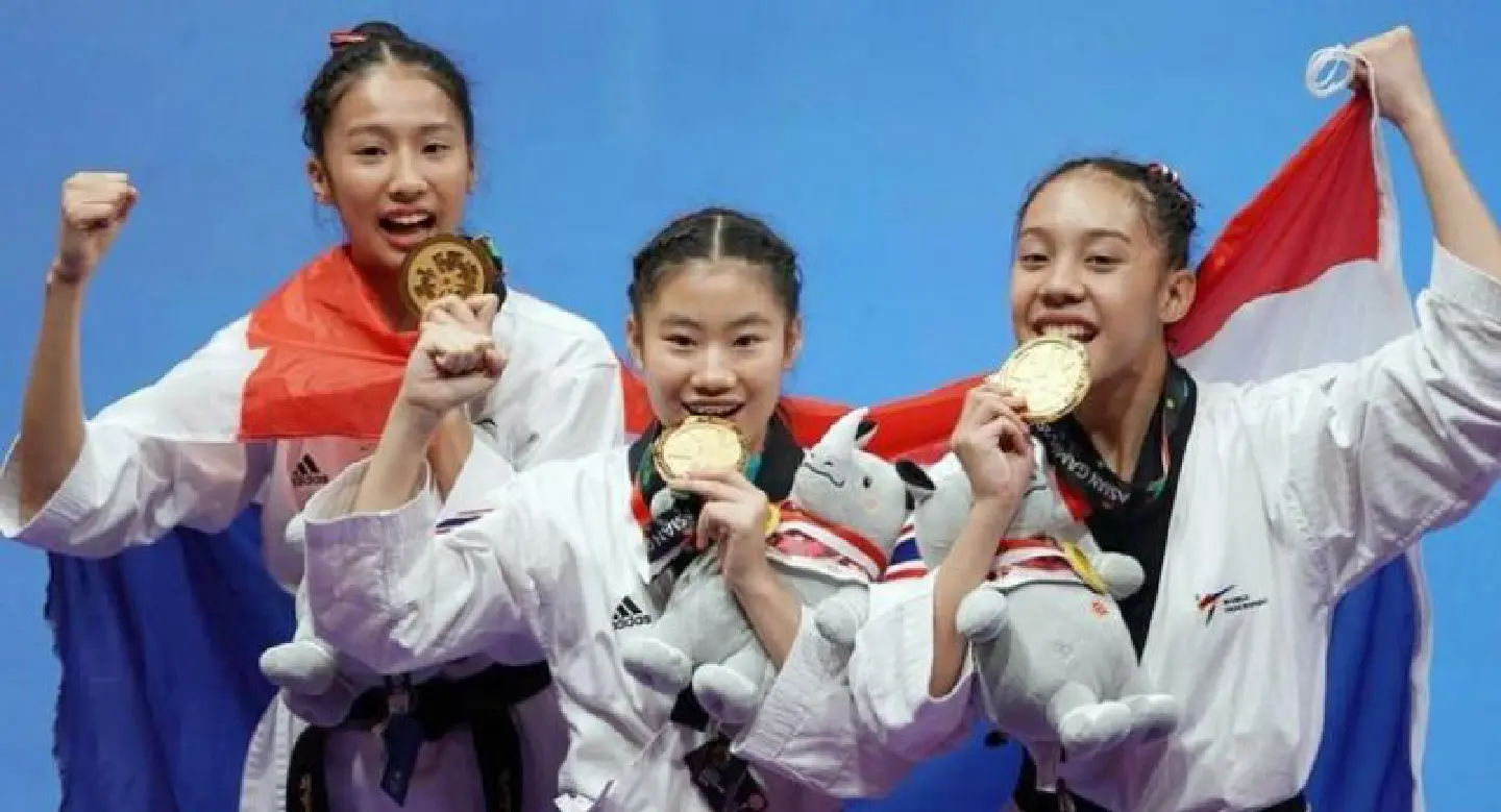 Thailand win 1st Asian Games gold from women's team poomsae Thailand win 1st Asian Games gold from women's team poomsae