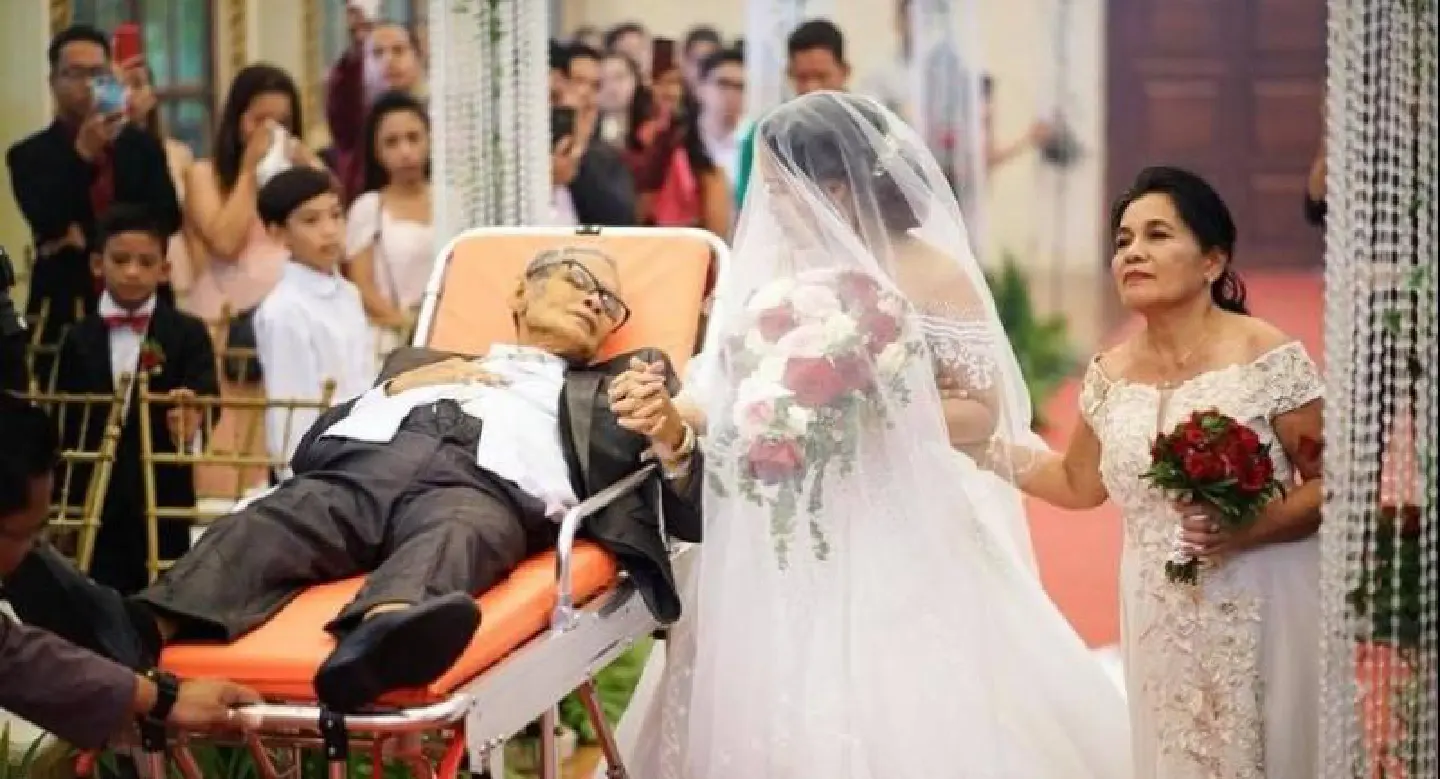 Father with cancer fulfils last wish of walking daughter down the aisle Father with cancer fulfils last wish of walking daughter down the aisle