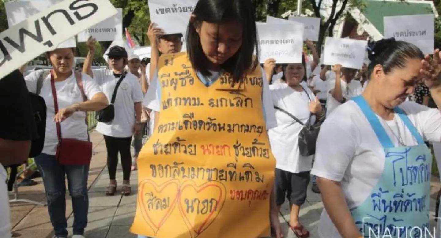 Street vendors on the march in Bangkok Street vendors on the march in Bangkok