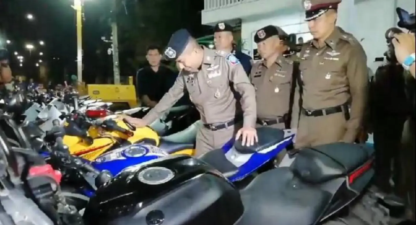 106 motorcyclists arrested in Samut Prakan with illegally modified bikes 106 motorcyclists arrested in Samut Prakan with illegally modified bikes