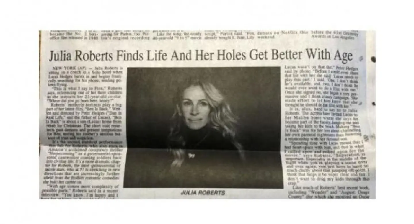 Headline typo on Julia Roberts article draws laughs, flak from readers Headline typo on Julia Roberts article draws laughs, flak from readers