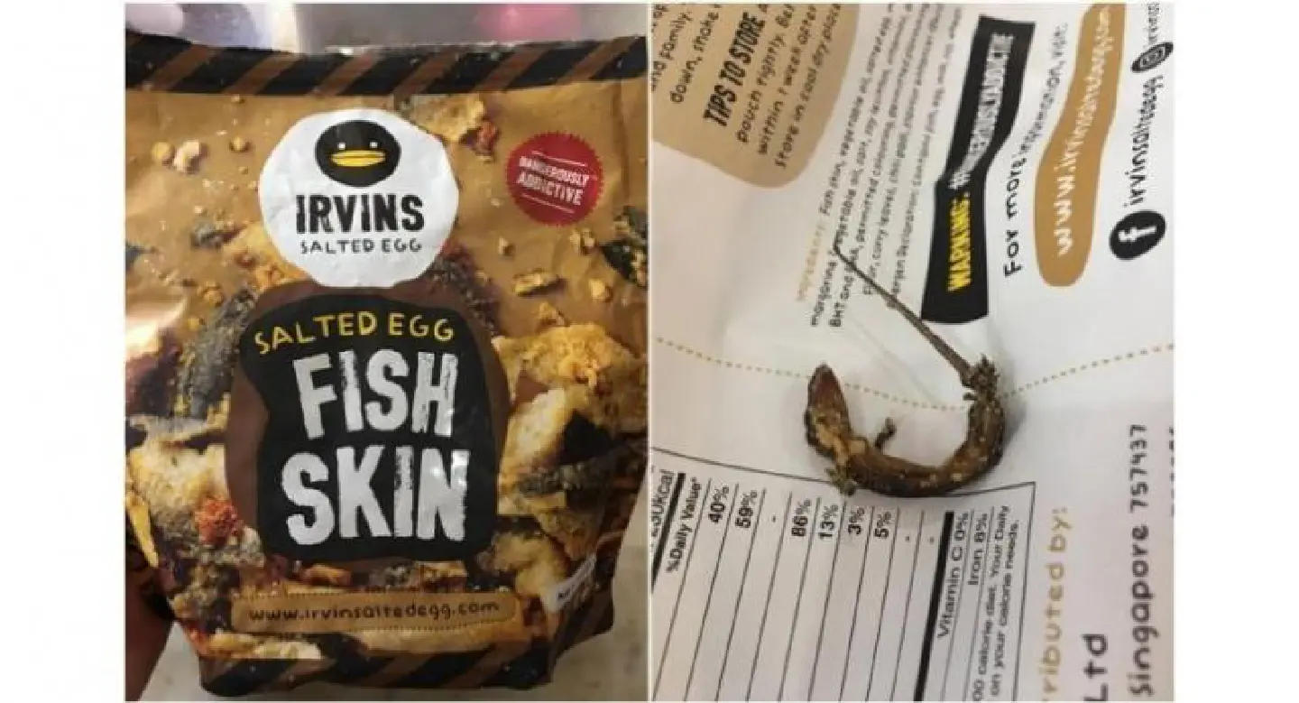 Irvins Salted Egg apologises for dead lizard found in fish skin snack packet, offers refunds Irvins Salted Egg apologises for dead lizard found in fish skin snack packet, offers refunds