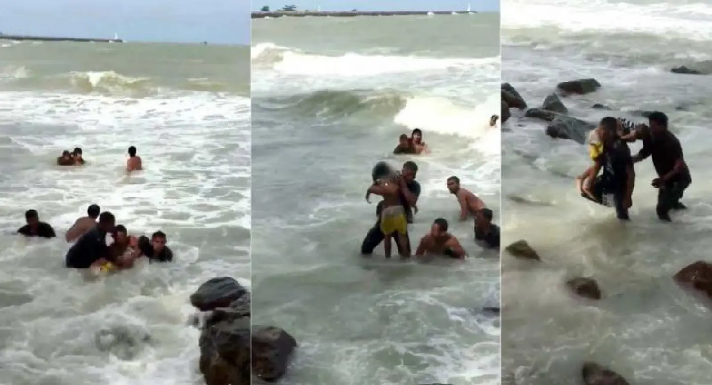 Brother and sister saved from surf in Nakhon Si Thammarat