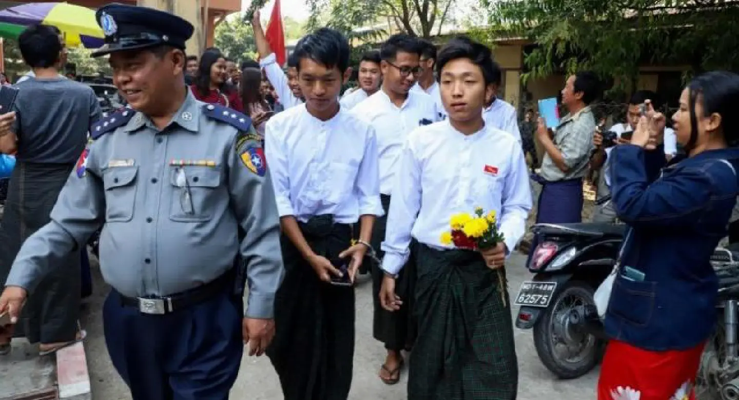 Hot : Myanmar students sentenced to hard labour over protest