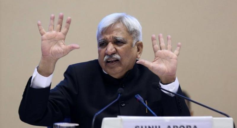 India's Chief Election Commissioner Sunil Arora announces a general election to be held during April 11 to May 19, when hundreds of millions of voters will cast ballots in the world biggest democracy. Photo/AFP   