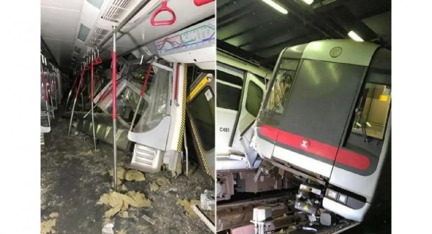 Hot : Hong Kong MTR trains collide during trial run; one driver injured Hot : Hong Kong MTR trains collide during trial run; one driver injured