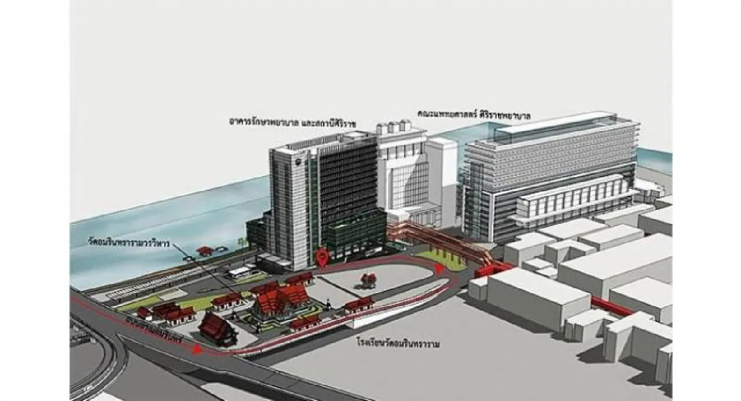 Transit links planned within new Siriraj Hospital building Transit links planned within new Siriraj Hospital building