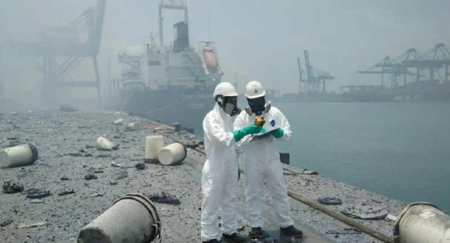 Toxic chemicals caused seaport fire