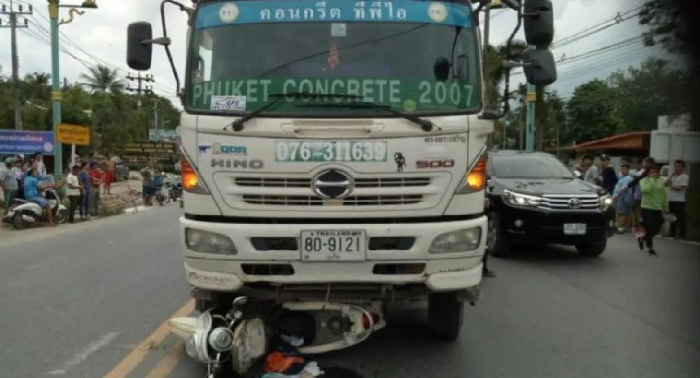 Motorcyclist crushed to death by cement truck in Thalang