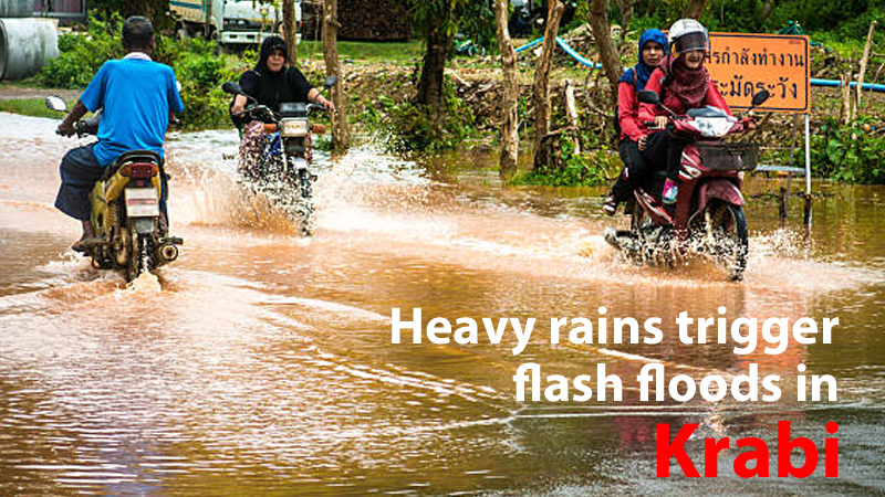 Heavy rains trigger flash floods in Krabi Heavy rains trigger flash floods in Krabi