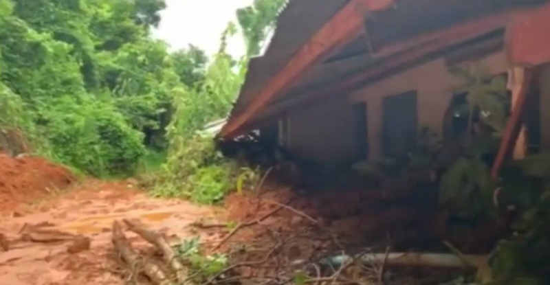 Landslide damages Tak school Landslide damages Tak school
