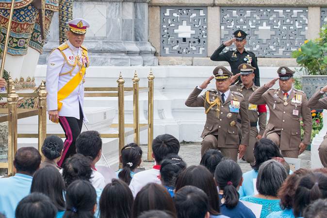 Their Majesties the King and Queen arrived at the Temple of the Emerald Buddha Their Majesties the King and Queen arrived at the Temple of the Emerald Buddha