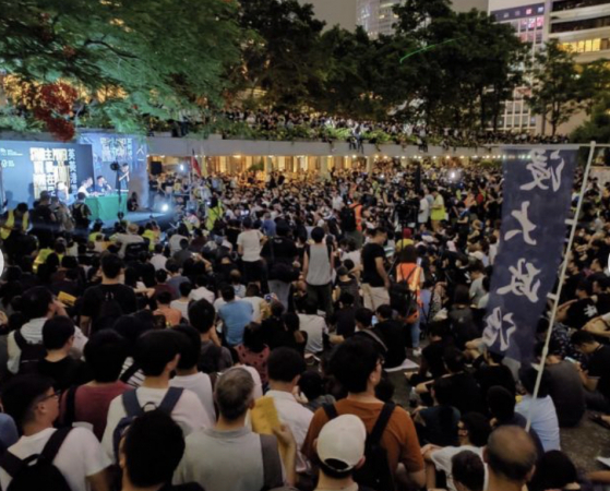 Thousands gather at Chater Park in downtown Hong Kong for a rally calling on the US and the UK to impose sanctions on Hong Kong officials who they said have suppressed rights and freedoms in the territory.ST PHOTO: LIM YAN LIANG