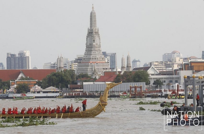 Royal Barges sail down Chao Phraya in rehearsal for big event on October 24 (See gallery) Royal Barges sail down Chao Phraya in rehearsal for big event on October 24 (See gallery)